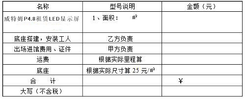 LED显示屏租赁价钱用度明细表